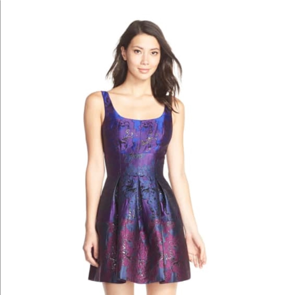 Cynthia Rowley Metallic Jacquard Fit & Flare Dress
